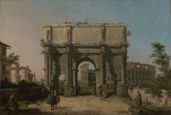 Plakát View of the Arch of Constantine with the Colosseum