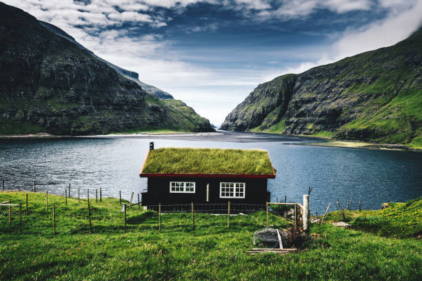 Plakát village at saksun with grass on the roof