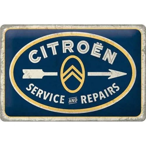 Citroên Arrêt Logo - Déco garage mécanicien - Plaque émail vintage
