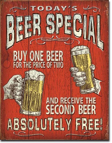 Plaque en métal Todays Beer Special
