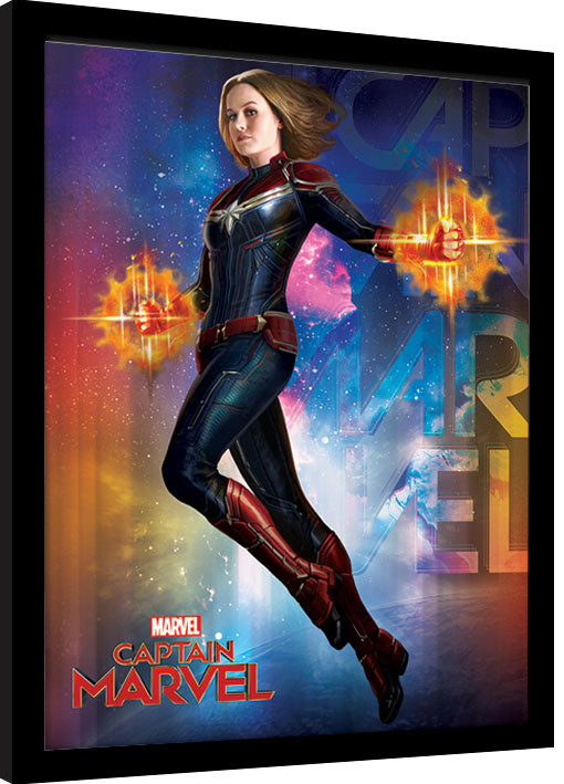 #BE2JO 91x61cm Captain Marvel Poster & Plastic Frame Green 