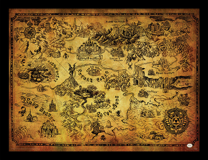 Legend Of Zelda Hyrule Map The Legend Of Zelda - Hyrule Map Framed Poster | Buy At Ukposters