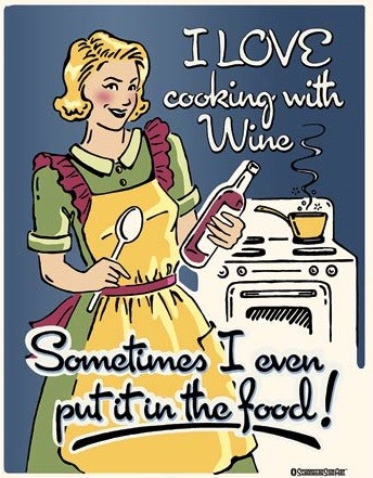 Plechová cedule Cooking with Wine