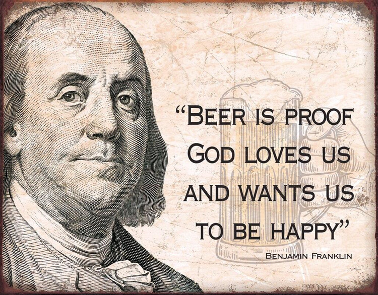 Plechová cedule Ben Franklin - Beer