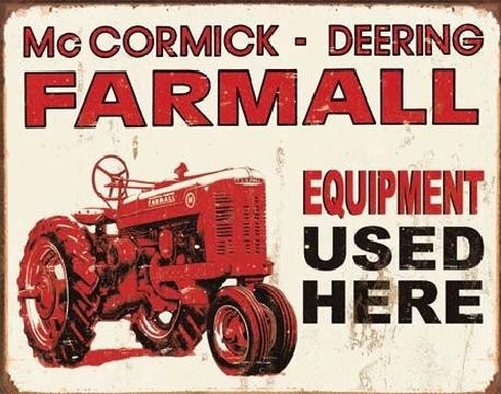 Plechová cedule FARMALL - equip used here
