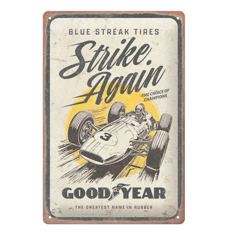 Plechová cedule Goodyear - Blue Strikes again