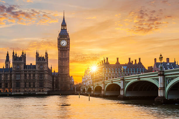 Obraz na płótnie Big Ben and Westminster Bridge at sunset