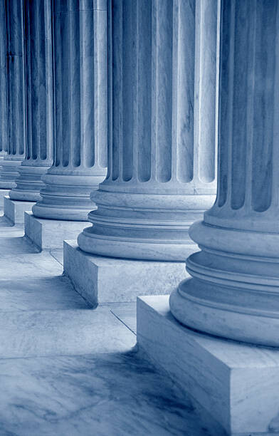 Obraz na płótnie Classical columns, low section (blue toned)