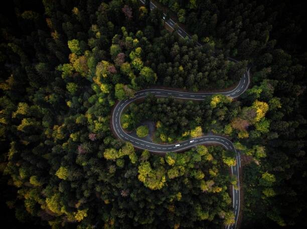 Obraz na płótnie Curvy mountain road winding through a