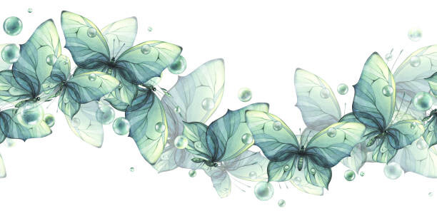 Obraz na płótnie Delicate turquoise and blue butterflies with