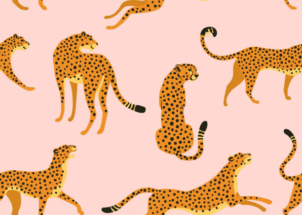 Obraz na płótnie Leopard pattern with tropical leaves. Vector