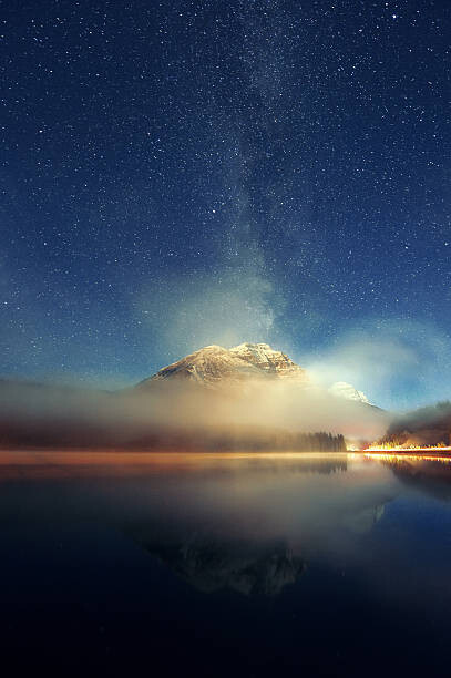 Obraz na płótnie Milky way mountain lake