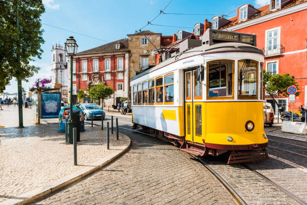 Obraz na płótnie Old yellow tram on the streets