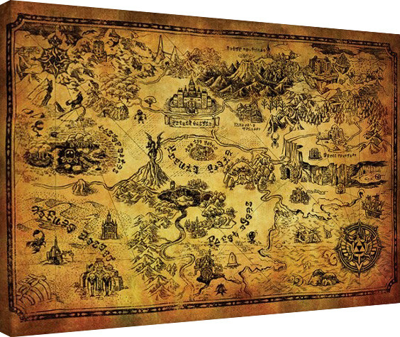 The Legend Of Zelda - Hyrule Map Obraz na płótnie