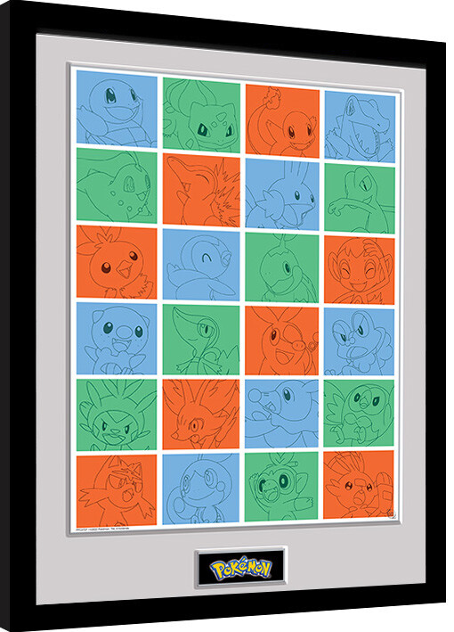 Poster înrămat Pokemon - First Partner Grid