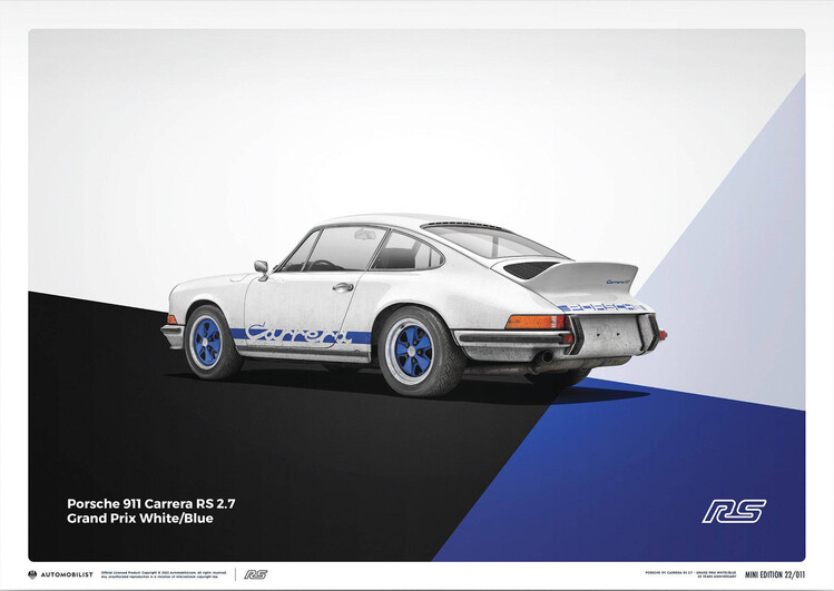 Umělecký tisk Porsche 911 RS - 1973 - White