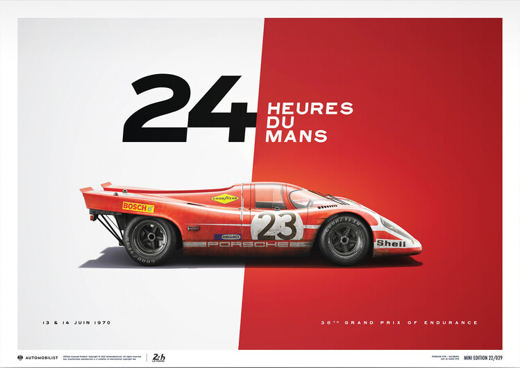 Umělecký tisk Porsche 917 - Salzburg - 24 Hours Of Le Mans - 1970