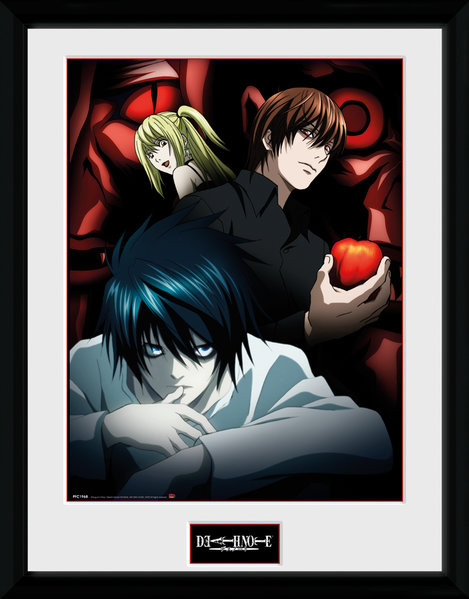 Inramad poster Death Note - Light L and Misa