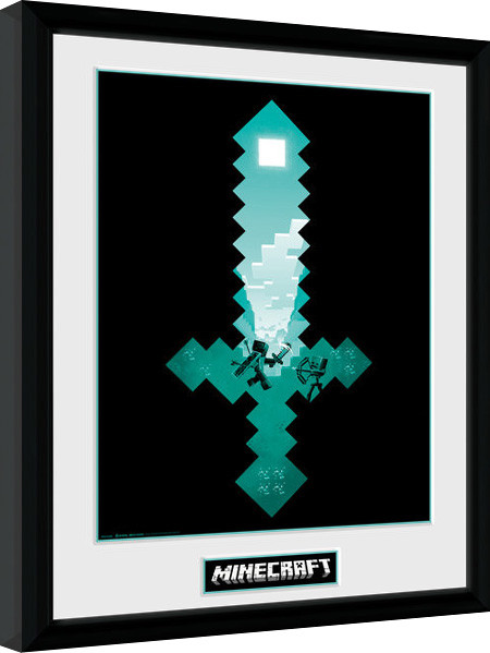 Inramad poster Minecraft - Diamond Sword