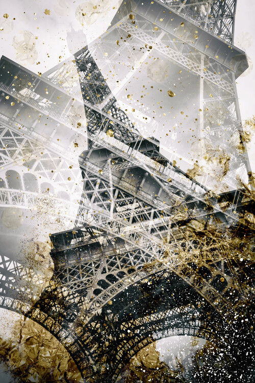 Fotomurale Eiffel Tower | Vintage gold