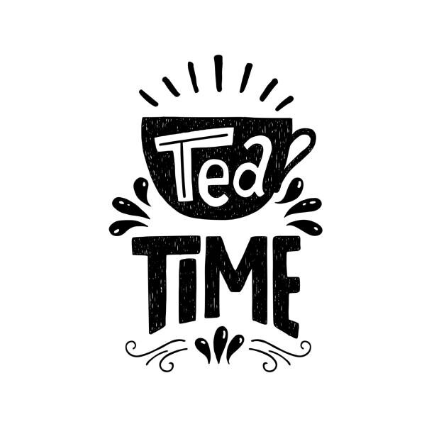 Carta da parati Tea Time hand drawn phrase