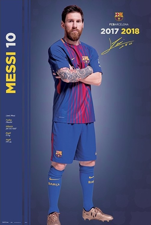 Fc Barcelona 20172018 Messi Pose Poster Plakat 31 Gratis Bei