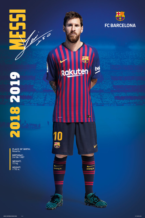 Fc Barcelona 2018 2019 Messi Pose Poster Plakat 3 1 Gratis