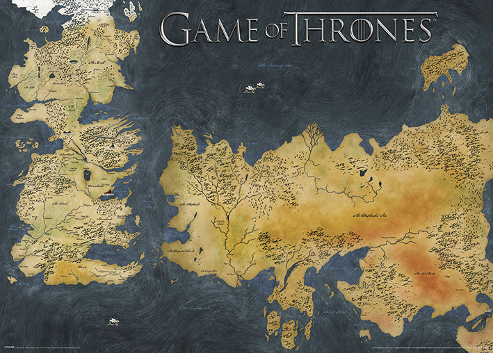 Game of Thrones - Westeros and Essos Antique Map Poster, Plakat