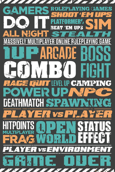 Poster, Quadro Gaming - Typographic su Europosters