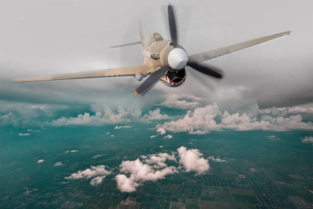 Poster Historical plane flying in sky