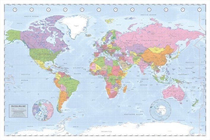 Karte von Welt, Weltkarte - Politische Karte Poster, Plakat | Kaufen bei  Europosters