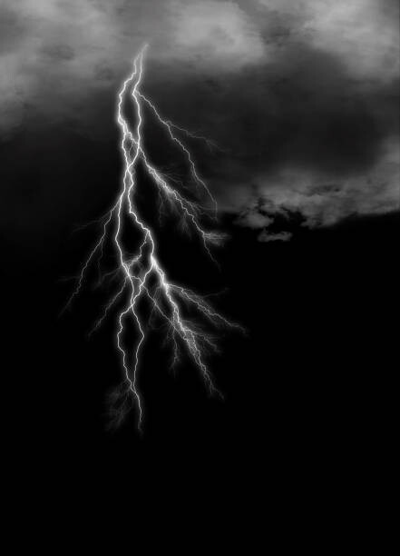 Poster Lightning streaks on gloomy cloudy darkness