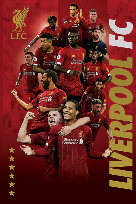 91x61 cm 1art1 Calcio Poster Stampa Liverpool FC Players 2019-20 E Coppia di Barre Porta Poster Trasparente 