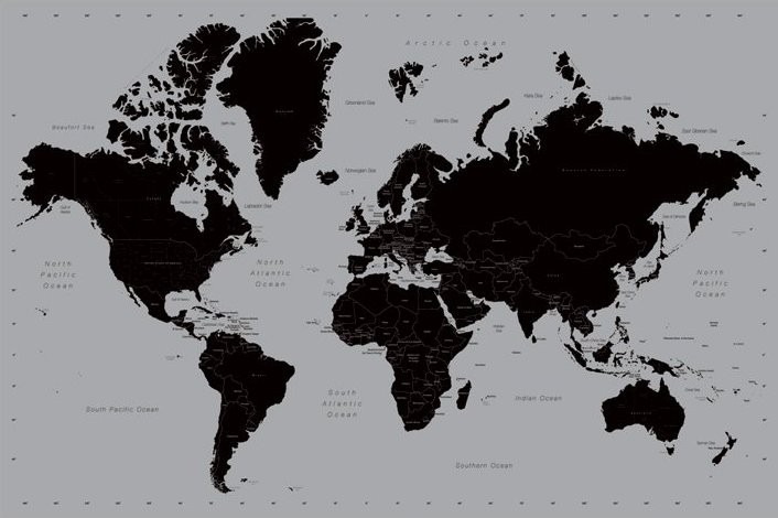 Póster Mapa del mundo contemporáneo