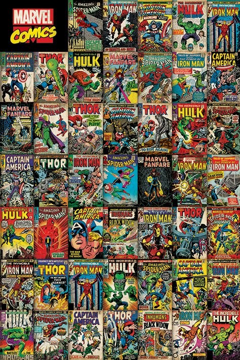 Poster Quadro Marvel Avengers Covers Su Europosters