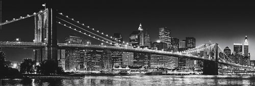 Poster, Quadro NEW YORK - Brooklyn Bridge B&w Su Europosters