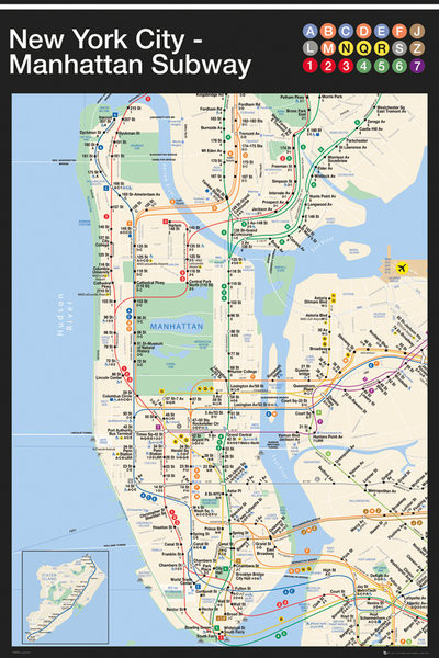 Nueva York Manhattan Subway Map Poster Lamina Compra En