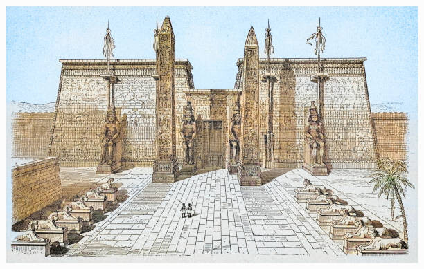 Poster Old engraved illustration of Temple of