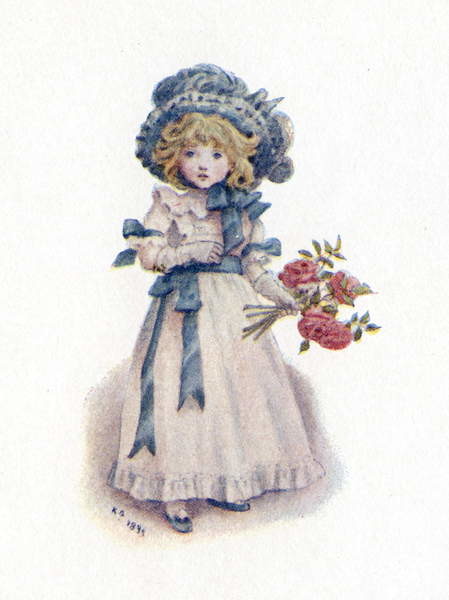 Poster 'Taking in the roses' by Kate Greenaway.