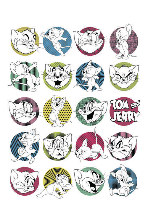 Carta da parati Tom & Jerry - Badges
