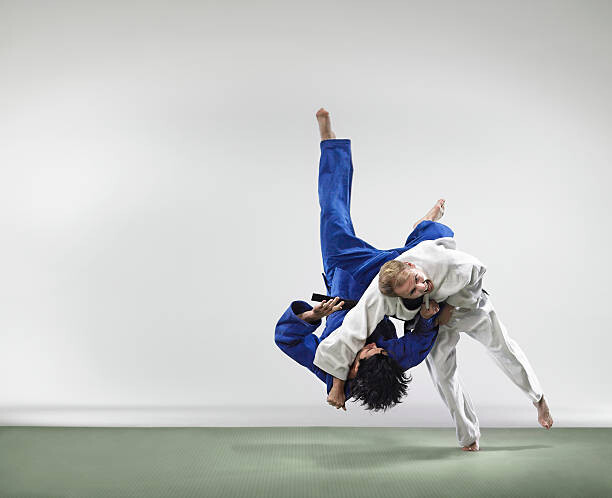 Poster Two men fighting judo