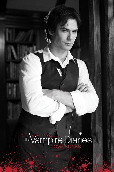 朗 Vampire Diaries - Damon (B&W) Póster, Lámina | Compra En EuroPosters.es