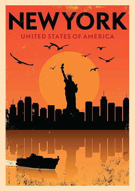 Poster, Quadro Vintage New York Poster, kursatunsal Poster sul