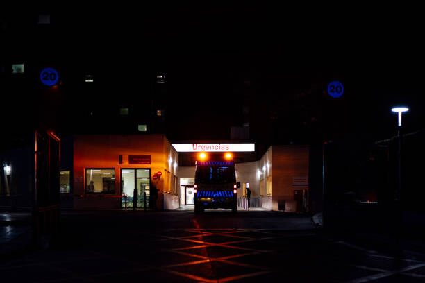 Poster Ambulance on emergency mission at hospital,