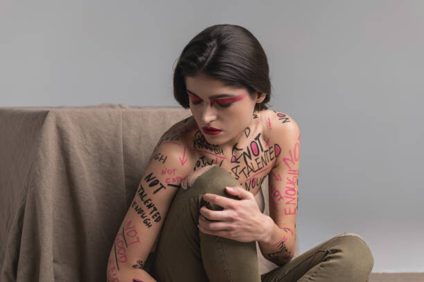 Poster Brunette cute young model with red