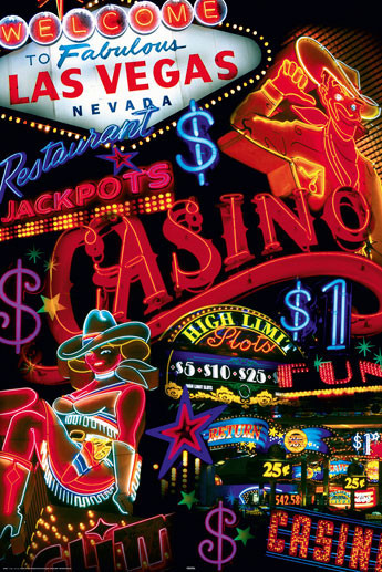 Poster Las Vegas - casino signs