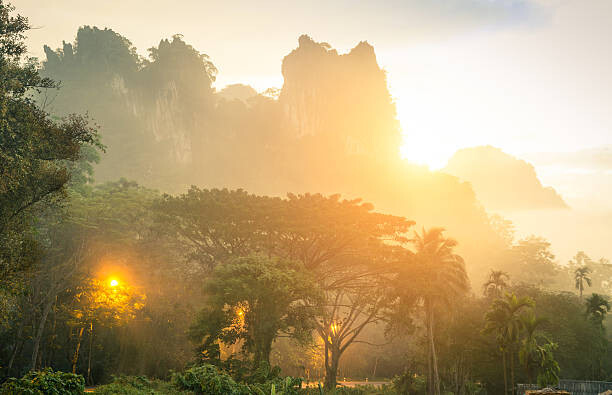 Poster Mountains of Khao Sok national park in Thailand