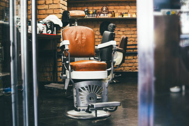 Poster Stylish Vintage Barber Chair In brick