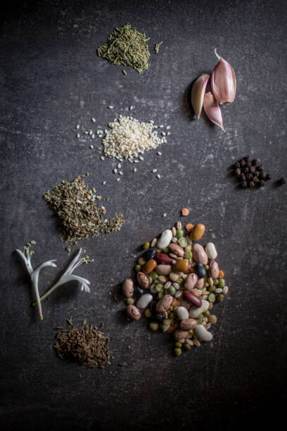 Poster Vegetables and spices - knolling
