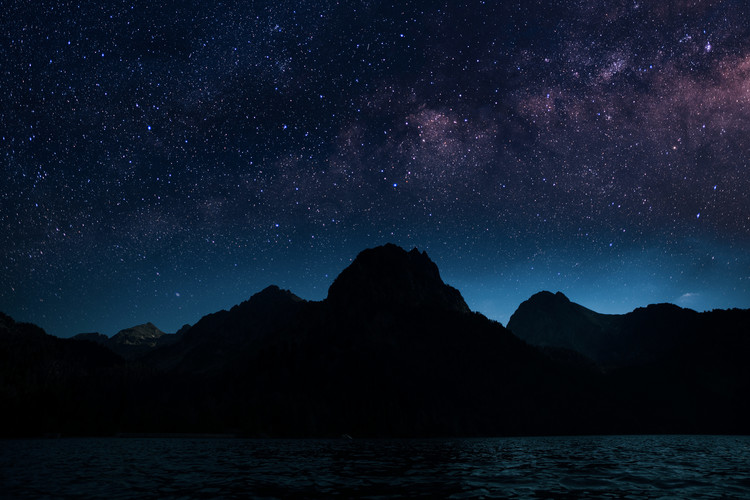 Astrophotography picture of Sant Mauricio landscape with milky way on the night sky. Poster Mural XXL